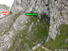 Klettersteig és a turistaút elágazása